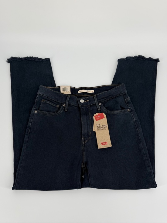 Levi's Denim - Levi’s 724 Jeans Womens 6 W28 High Rise Straight Cropped Black Raw Hem NWT
